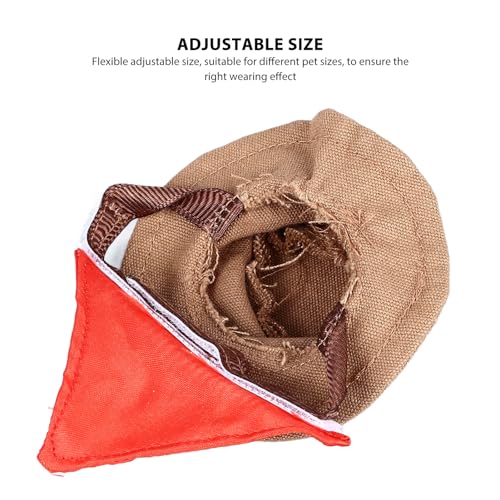 EIMSOAH Bearded Dragon Cowboy Hat and Bandana Set Halloween,Adjustable Bearded Dragon Cowboy Costume,Reptile Costume Cap with Removable Bib for Lizard Hamster Small Animal (Coffee) - Image 3