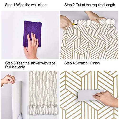 Wenmer 17.71 Inchx118 Inch Geometric Hexagon Wallpaper Peel And Stick Wallpaper Removable Self Adhesive Wallpaper Vinyl Film Shelf Paper & Drawer Liner Roll For Home Use #TOP6