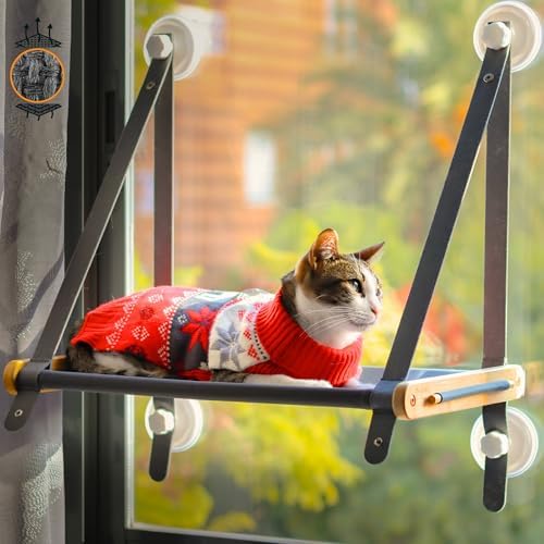 Hamaca Ventana para Gato con Madera de Bambú - 5 Ventosas 3.0 Sup...