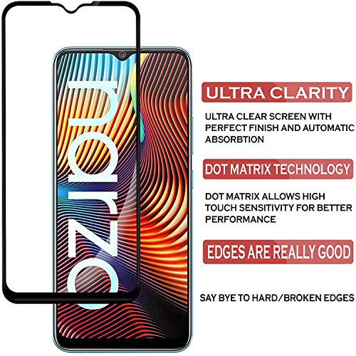 Image of STP FEEL� Screen Protector For Realme Narzo 20 / Narzo 30A (6.5 inch) HD Clear, Bubble-Free, Anti-Scratch Full Protection Durable Tempered Glass - Black, Pack of 1