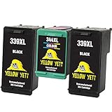  YELLOW YETI Remanufacturados 339 344 Cartuchos de Tinta (2 Negro, 1 Color) para HP DeskJet 5740 5745 5940 6540 6620 6840 6980 9800 Photosmart 2570 2573 2575 2605 2610 2710 8050 8150 8450 8750
