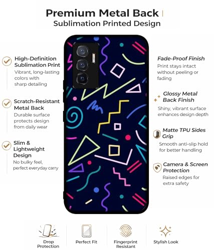 Image of Retro Abstract Design Premium 2D Printed Metal Back Case Cover for Vivo V23E 5G / Y75 4G