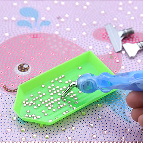 Metal Diamond Painting Pen Kits 15 Pieces,Screw Thread Tips,2 Pieces Diamond Art Pen,6 Pieces Stainless Steel Nibs,6 Glue Clays, 5D Diamond Painting Accessories Tools For Diy Craft (Pink+Blue) #TOP6