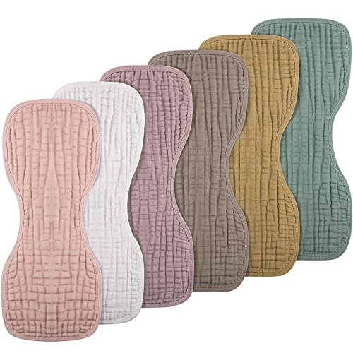 Image of Frienda 6 Pieces Baby Muslin Burp Cloths Large 9 x 20 Inch 6 Layer Burp Cloth Multi Colors Muslin Washcloths Diapers Newborn Face Towels for Baby Boy Girl Unisex(Bright Colors)