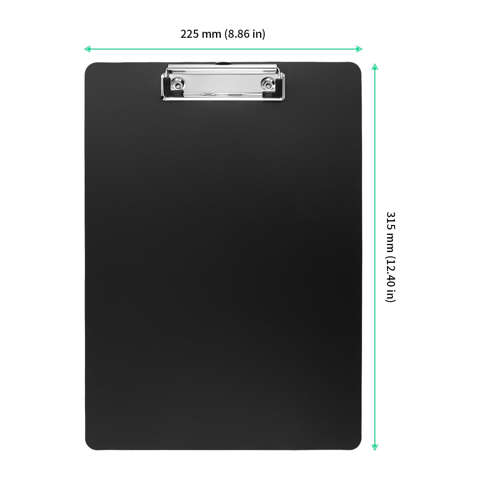 FUNSUEI Porte Bloc A4 avec Pince - Lot de 15 Porte-blocs en Plastique Noir 31,5x22,5cm - Pour Bureau, Entrepôt, École