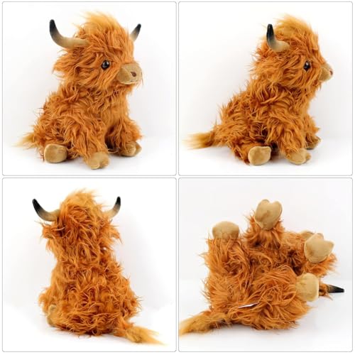 GVMJHYK Highland Cow Soft Plüsch,Hochlandkuh Plüschtier,Schottische Hochlandkuh Kuscheltier Plüschtiere,Realistische Kuscheltier Kuh Toy,für Party Geburtstag Weihnachten Geschenke