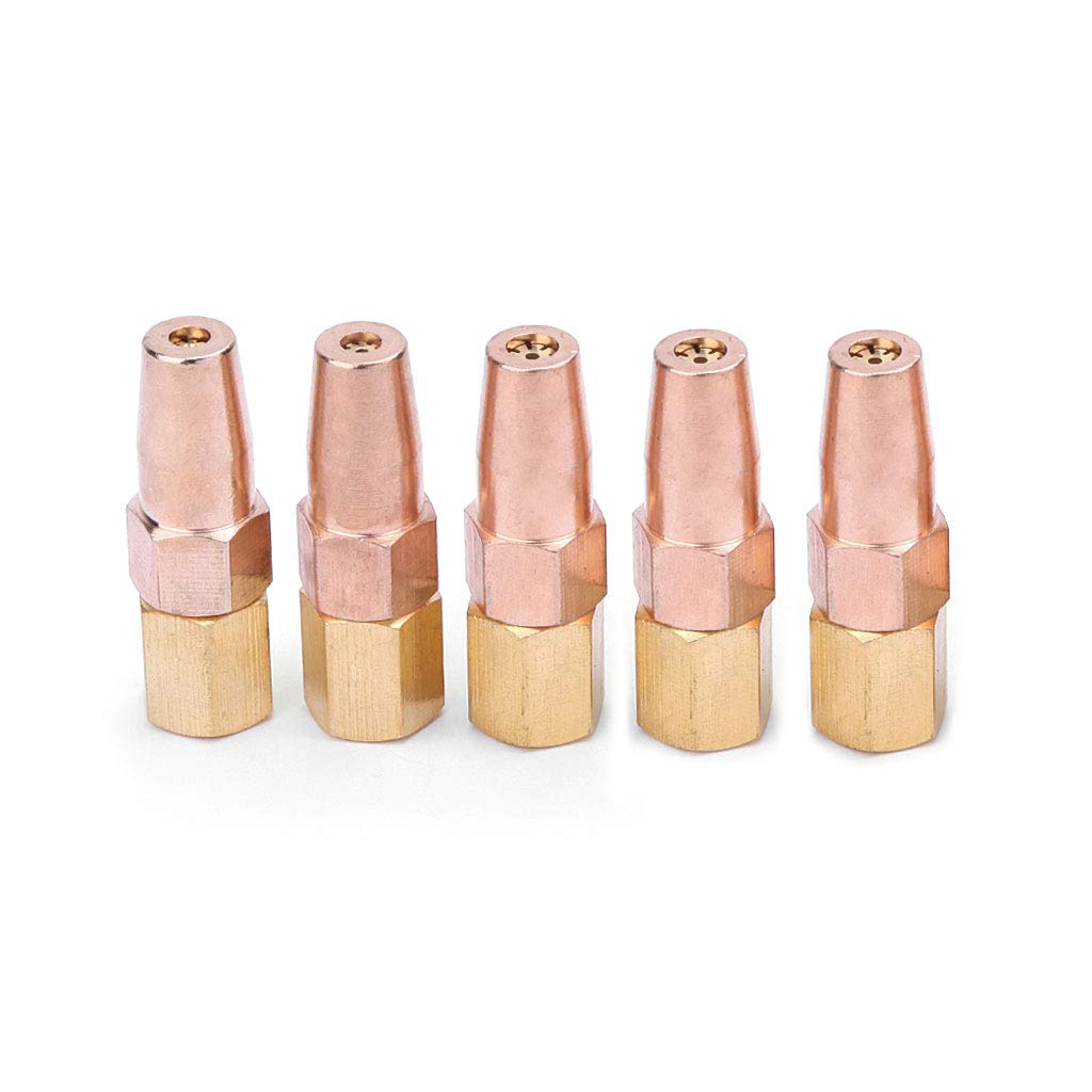 caralin 5 Pcs H01-6 Propane Gas Welding Nozzle n Gas Contact Tips Holder Gas Nozzle Brass, Copper