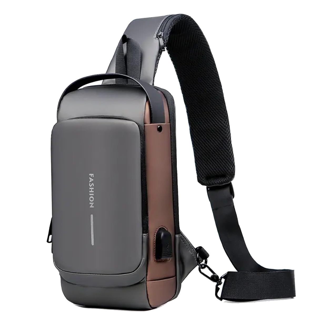 ARURA (LABEL) Anti Theft Sling Bag, USB Charging Sport Bag Waterproof Shoulder Bag Multifunction Crossbody Bag for Men Women (Grey+Brown) (B0C6MNDT1B) Amazon Price History, Amazon Price Tracker