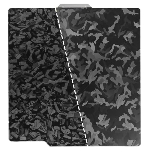 Sifrothy Smooth Camouflage+Black Forged Carbon Fiber 3D Printer Build Plate for Bambu Lab X1 X1C X1E P1P P1S A1, Double 