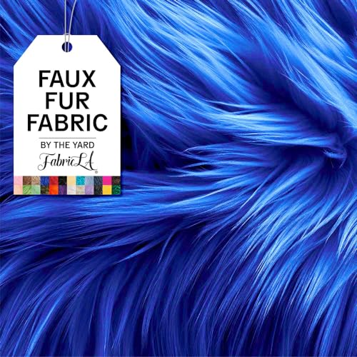 Image of FabricLA Faux Fur Fabric by The Yard - Artificial Craft Fur - 36 inch X 60 inch Inch Wide - Fur Fabric for Craft Supply, DIY Furry Plush Projects, Sewing, Decoration, Upholstery, Royal Blue, 1 Yard