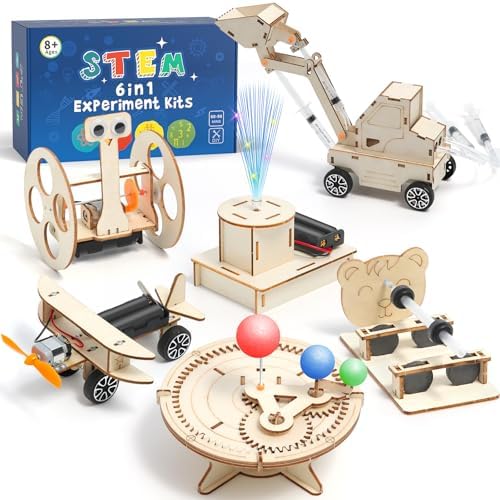 Experimente für Kinder 8+, Holzbausatz Kinder Experimentierkasten 6 Stück | Elektronik Baukasten, Kinderspielzeug ab 8+ Jahre, Elektro Baukasten, Spielzeug Geschenke ab 8 9 10 11 1