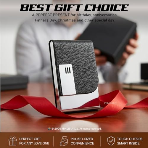 Image of Mini2buy Customized Name Engraved Card Holder Wallet Credit, Debit, ATM, and Business Visiting Card Premium Stainless Steel, Ideal for Giftting (Black-Customized)