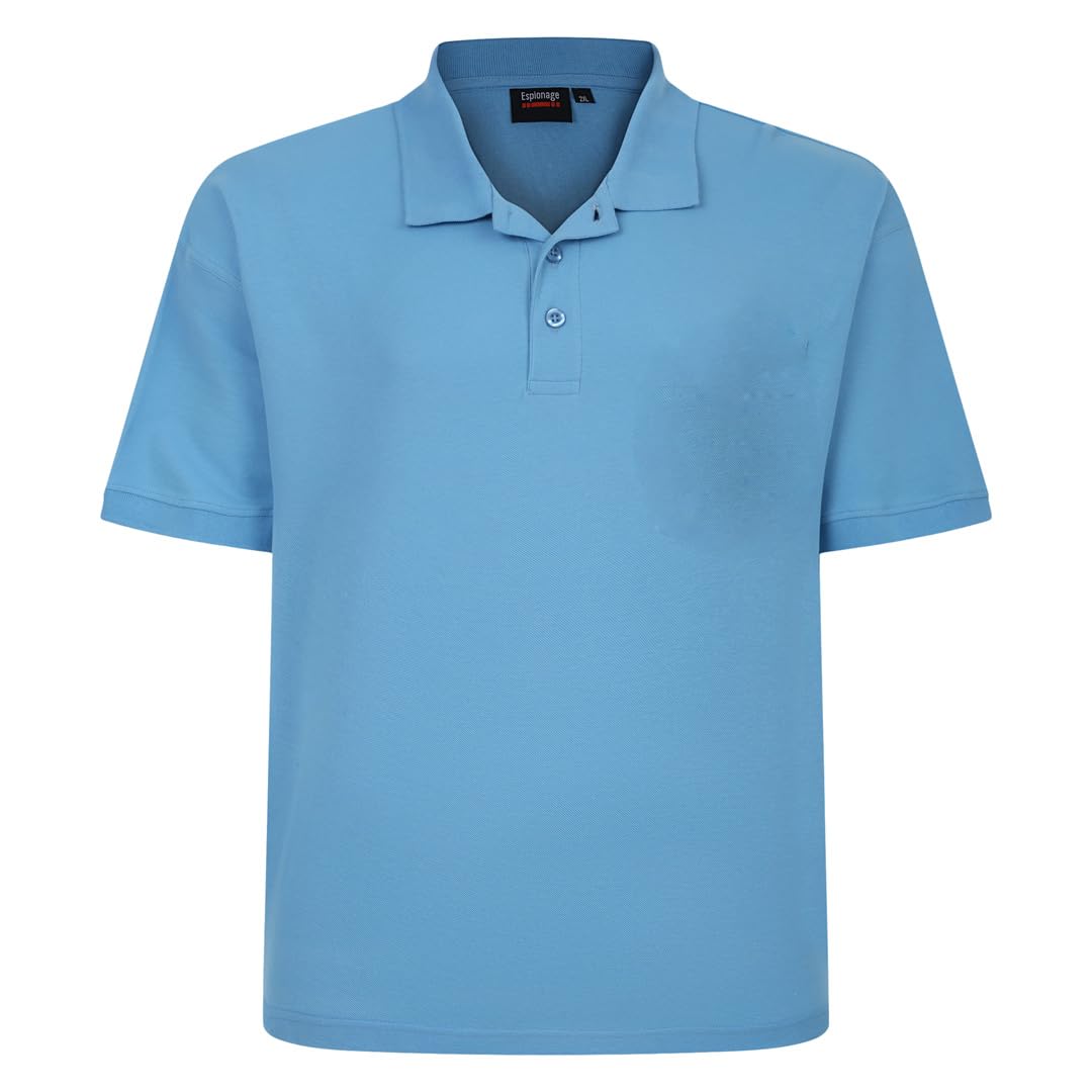 Espionage Men's Mid Blue Premium Cotton Pique Polo Shirt (074) In In 4XL