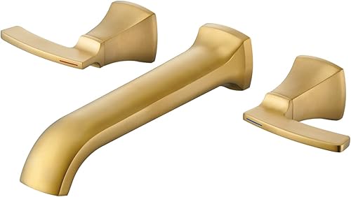 Qinkell Llenador de bañera de montaje en pared, grifo de bañera de latón de alto flujo negro con 2 asas