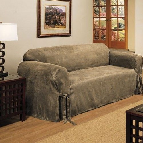 Microsuede Slipcover, Taupe (Loveseat)