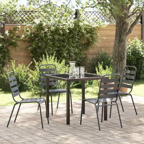 Ensemble de table de jardin industrielle anthracite rectangulaire 5 pièces - 3