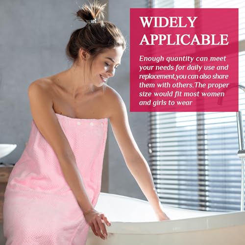 Image of Tigeen 4 Pcs Spa Wrap Towel Wrap for Women Spa Robe with Adjustable Closure Elastic Top Lightweight Wraps for Bath Shower (Pink,M)