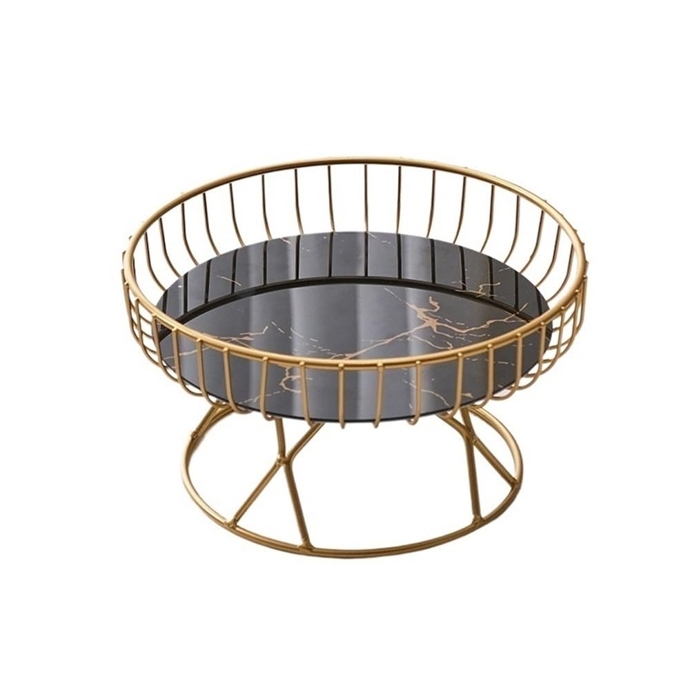 Zhaoj24-05 Fruit Racks Fruit Dish Metal Wire Basket with Base Home Coffee Table Candy Snack Tray(Black,Large)