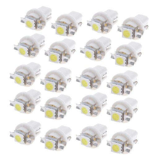 uxcell 20pcs Car White Socket T5 Wedge 5050 Surface Mount Device LED Dashboard Instrument Cluster Light Lamp Bulb