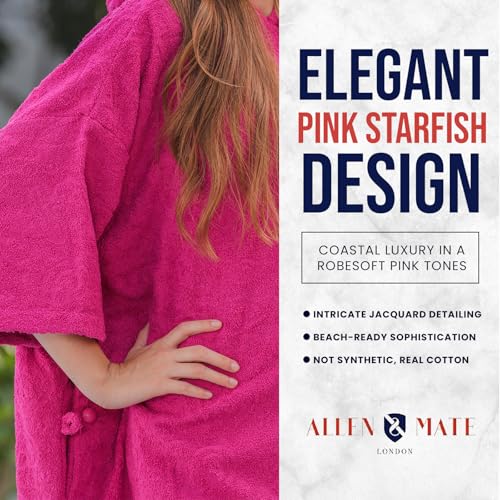 Image of ALLEN & MATE 100% Cotton Hooded Surf Poncho Changing Robe - Quick Absorbent Changing Towel with Pocket for Surfing Men Women