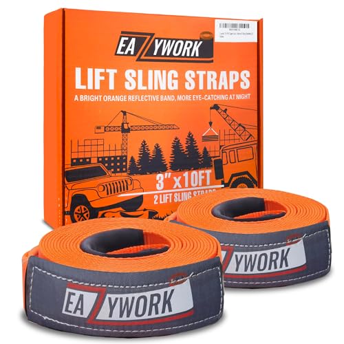 Heavy Duty 3x10ft Lift Sling Straps (2 Pack)