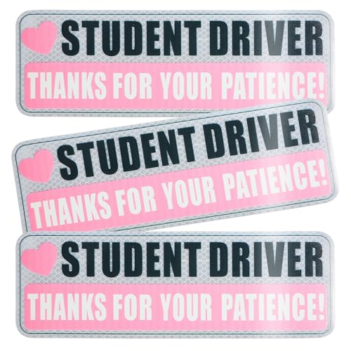 Image of 3PCS Student Driver Magnet,Student Driver Sticker Magnet for Car,Car Accessories Reflective Student Driver Sticker,Funny Car Magnets Car Magnet Bumper Sticker for New Student Learner Drivers