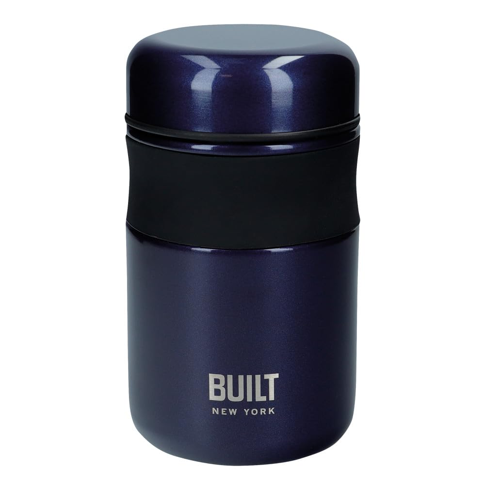 BUILT Double Wall Vacuum Insulated Food Flask for Hot and Cold Foods, Stainless Steel, Navy, 490 ml โ image 1