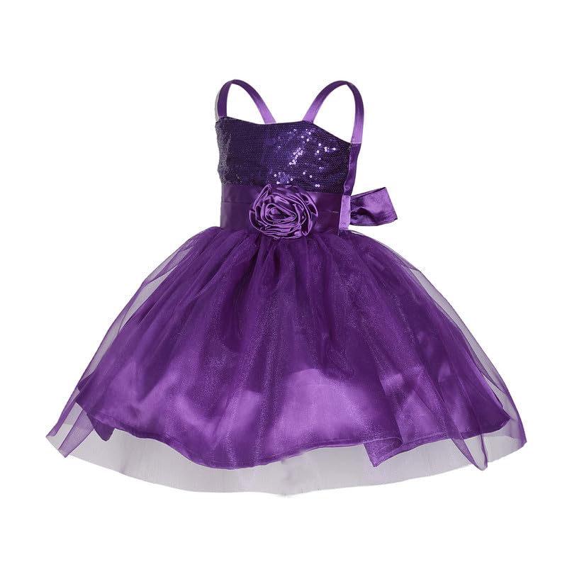 Image of Ripening Purple Sequin Square Neck Sleeveless A-Line Dress