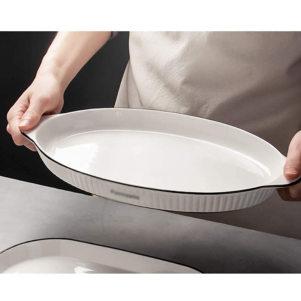 Vaisselle Grandes assiettes plates pour restaurant de cuisine Service de vaisselle en céramique pour micro-ondes et lave-vaisselle (Couleur : Blanc A, Quantité : 4) little surprise