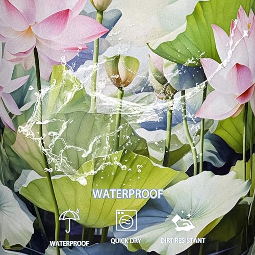 Image of Lotus Laundry Basket Beautiful Flowers Foldable Waterproof Oxford Cloth