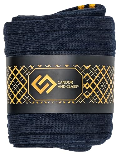 Men's Combed Cotton Socks, Seamless Toe, Flat Knit or Ribbed, Crew Length, Black, Navy or Brown Navy2 Ribbed 1PK (4 Pairs)2