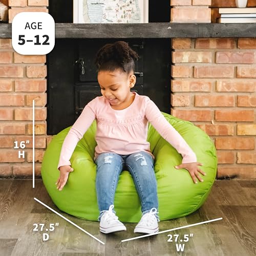 Big Joe Classic Bean Bag Chair for Kids Bedroom and Reading Nook, Easy-Clean Spicy Lime, Durable Nylon Polyester Blend, 2 feet Refillable by Big Joe - Image 2