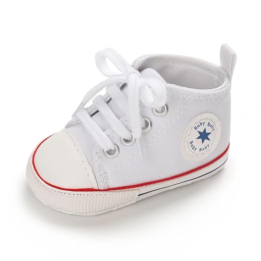 Unisex Baby Girls Boys Canvas High-top Shoes, Newborn Infant Anti-Slip Soft Sole Frist Walking Breathable Sneakers