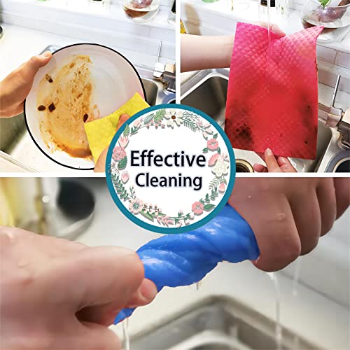 Fodofodo 5Pcs Swedish Dishcloths,Dish Towels,Cellulose Sponge Cloths,Absorbent Dishcloth,Kitchen Cleaning Cloth,Reusable Paper Towels For Kitchen, Bathroom,Car,Office,Classroom（Mix Colors） #TOP4