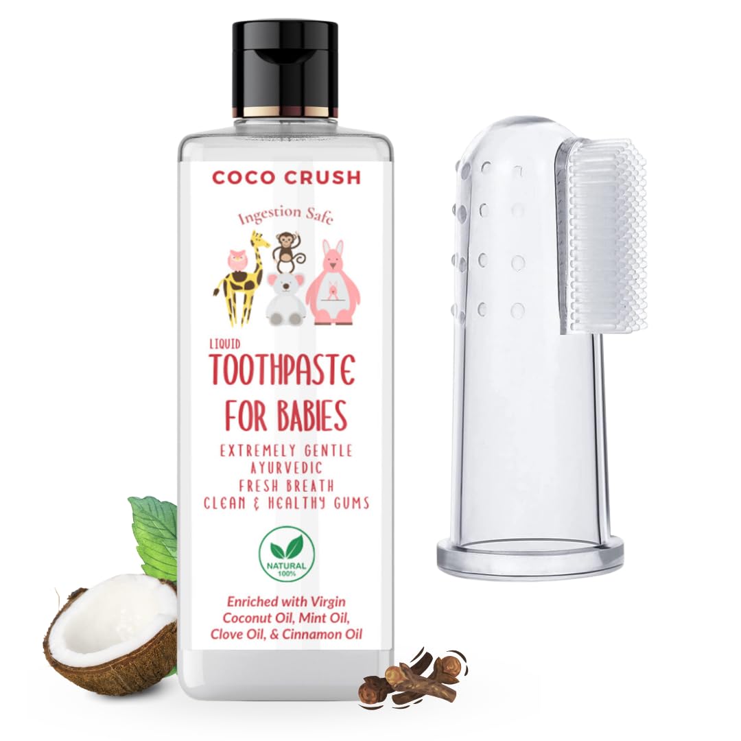 COCO CRUSH Ayurvedic Kids Liquid Toothpaste & Toothbrush Combo for Babies | Oral Care, Sls Free, No Artificial Flavours, Gentle, Ingestion Safe | Extremely Gentle Oralcare | (0-5 Years) (50ml)-image-16