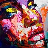  Posters,Tableau Decoration Murale,Françoise Nielly Couteau Peinture sur Toile, Portrait Abstrait Visage Peinture À l\'huile Figure Mur Art Photos,Affiches pour Murs De Chambre Esthétique-12_50X50Cm