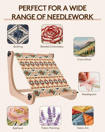 eZAKKA Adjustable Cross Stitch Stand for Lap, Wooden Embroidery Stand — view 4