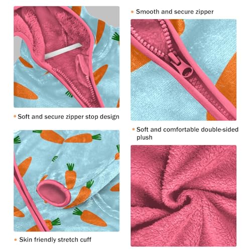 OTVEE Easter Carrots on Blue Kids Hoodie Jacket Fall Spring Full Zip Warm Outwear Coat3