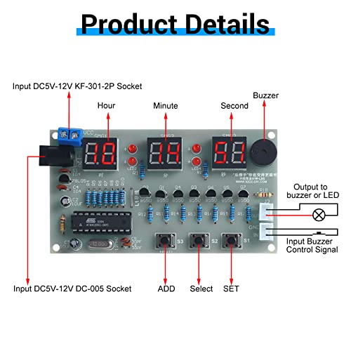 Mioyoow C51 6-Digit Diy Digital Electronic Clock Kit At89C2051 Chip Alarm Clock Kit Soldering Practice Learning Kits With Usb Cable And English Manual #TOP2
