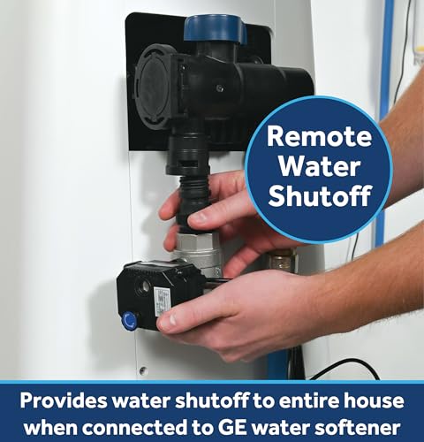 Image of Bundle of GE Smart Water Softener + GE Remote Water Shutoff Valve, 45,000 Grain, Reduce Hard Minerals to Whole House, Built-in WiFi with Water Flow Alerts, Leak Detection & Remote Water Shutoff