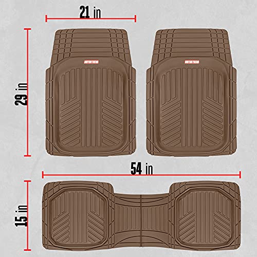 Image of Motor Trend FlexToughXL DeepDish Floor Mats for Cars, Full Set All-Weather Rubber Automotive Floor Mats Waterproof Heavy Duty Car Mats Flexible Floor Liners for Car Truck Van SUV Car Floor Mat (Brown)
