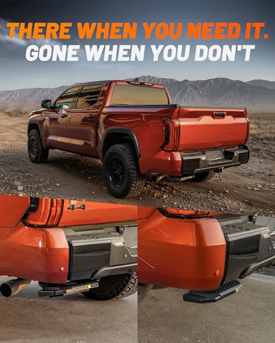 Image of WOLFBOX Retractable Bed Step for 2019-2026 Dodge Ram 2500 /3500, 330 LBS Heavy-Duty Truck Bed Step, Non-Slip Aluminum Tailgate Step Replace Easy Bolt-On(Not for Dual Exhaust Models)
