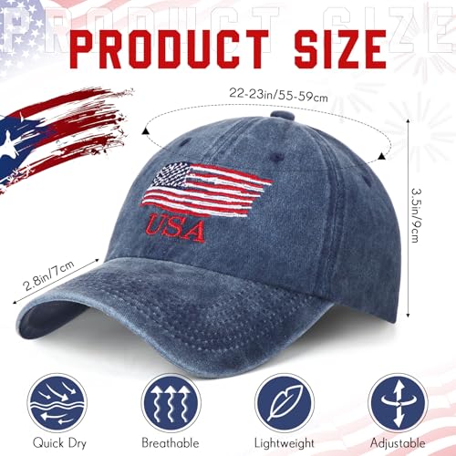Image of Geyoga 4 Pack USA Flag Baseball Cap Washed