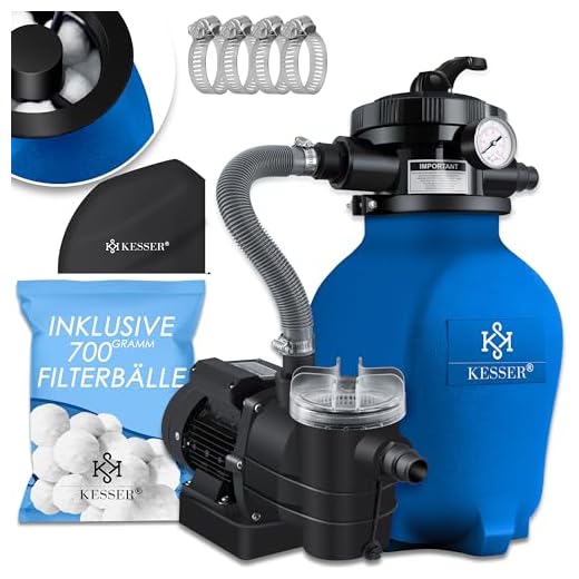 Kesser® Sistema De Filtración De Arena Filtro De Arena + 700 G De Bolas De Filtración Reemplazan 25 Kg De Arena De Filtración Válvula De 4 Vías Con Indicador De Presión Filtro De Piscina, Azul