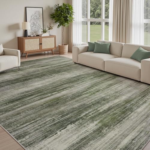 PADOOR Modern Abstract Area Rug - 5x7 Washable Rugs Non-Slip, Large Rug Ultra Soft Low Pile Rugs for Living Room Bedroom Dining Room Nursery Room Playroom Green Green 5x7 Feet