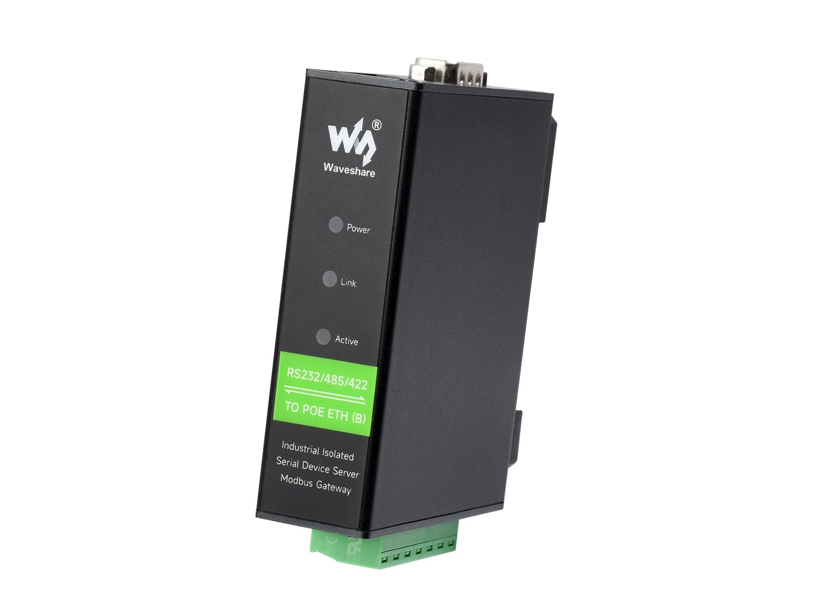 Waveshare Rail-Mount Serial Server RS232/485/422 to RJ45 Ethernet Module POE Function TCP/IP to Serial Supports Modbus Gateway for Data Acquisition IoT Gateway and Intelligent Instrument Monitoring