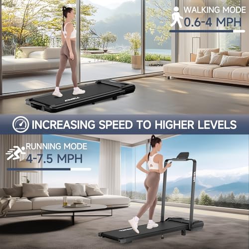 Image of Walking Pad Treadmill,Incline Foldable Treadmill with Handrail, 300lbs Capacity, Folding Treadmills for Home Office