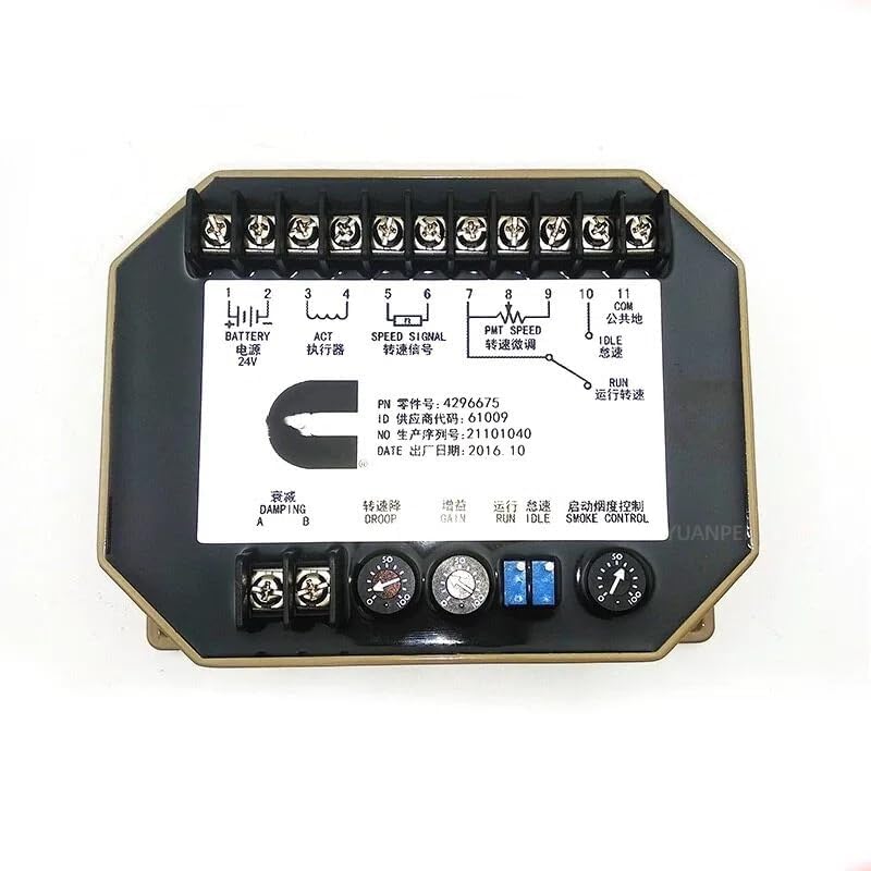 4296675 4296674 Generator Speed Governor Control Module, Electronic Speed Controller for Diesel Genset, Replacement Engine Speed Control Unit (4296674 (with Light))