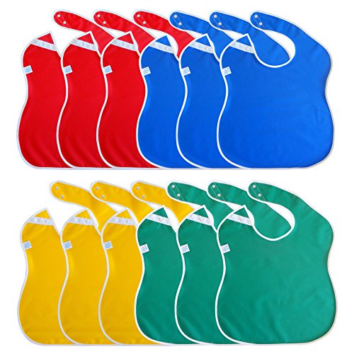 Image of Toppy Toddler Large Waterproof Bibs Primary Collection - 4pk, 12pk, 48pk