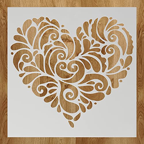 Heart Stencil for Painting - DIY Decorative Paint Stencil for Walls Furniture Crafts & Wood - Reusable Heart Pattern